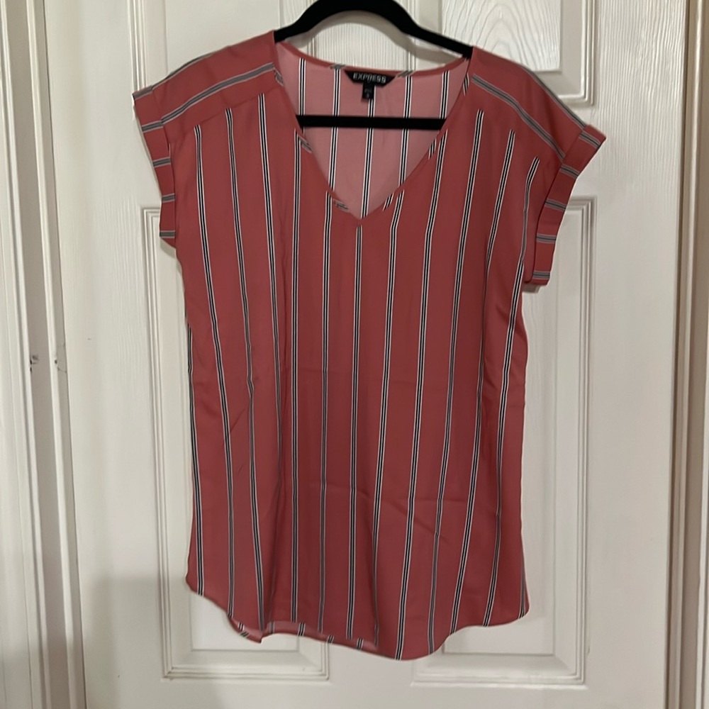 Express coral striped blouse